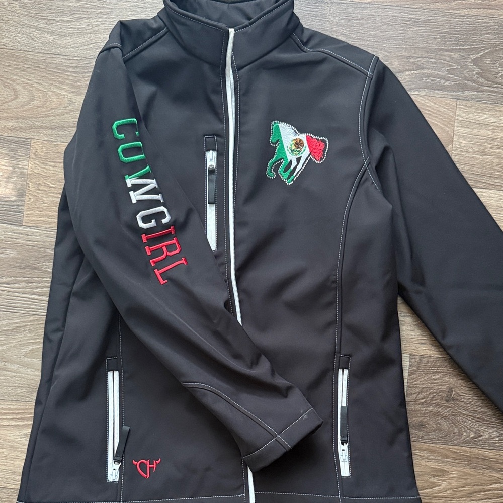 CH Black Women's Utility Jacket with Embroidered Accents